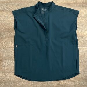 women's Caribbean Blue Rafaela - Mandarin Collar Scrub Top - XXS /Caribbean Blue